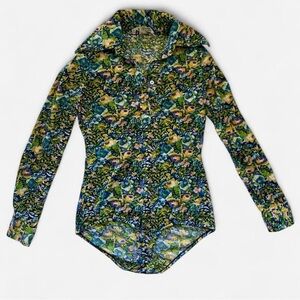 Vintage Diane Rich Floral Long Sleeve Bodysuit Shirt